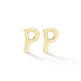 &quot;P&quot; Initial Stud Earrings in 14K Gold Plate