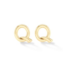 &quot;Q&quot; Initial Stud Earrings in 14K Gold Plate