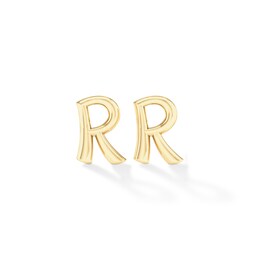&quot;R&quot; Initial Studs in Sterling Silver with 14K Gold Plate