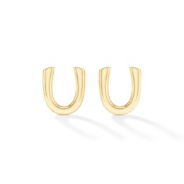 &quot;U&quot; Initial Studs in Sterling Silver with 14K Gold Plate