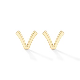 &quot;V&quot; Initial Studs in Sterling Silver with 14K Gold Plate