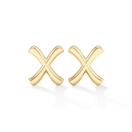 &quot;X&quot; Initial Studs in Sterling Silver with 14K Gold Plate