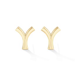 &quot;Y&quot; Initial Studs in Sterling Silver with 14K Gold Plate