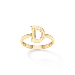 &quot;D&quot; Initial Ring in Sterling Silver with 14K Gold Plate