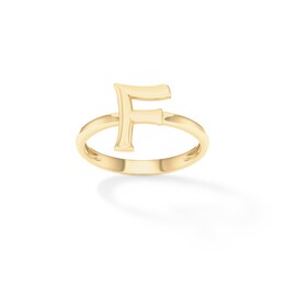 &quot;F&quot; Initial Ring in Sterling Silver with 14K Gold Plate