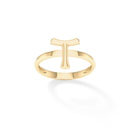 &quot;T&quot; Initial Ring in Sterling Silver with 14K Gold Plate