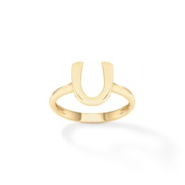 &quot;U&quot; Initial Ring in Sterling Silver with 14K Gold Plate