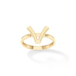 &quot;V&quot; Initial Ring in Sterling Silver with 14K Gold Plate