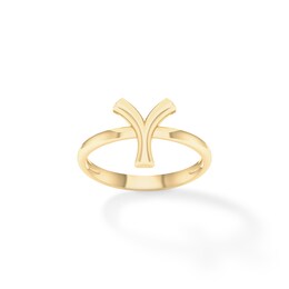 &quot;Y&quot; Initial Ring in Sterling Silver with 14K Gold Plate