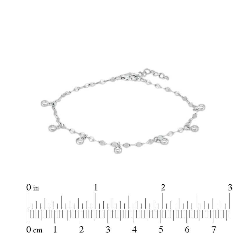 Cubic Zirconia Bezel Station Bracelet in Sterling Silver - 7"