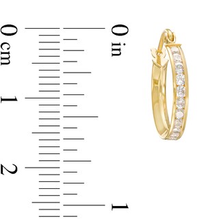 Cubic Zirconia Channel-Set Hoop Earrings in 10K Gold