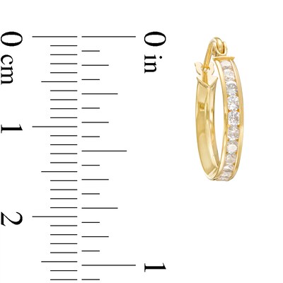 Cubic Zirconia Channel-Set Hoop Earrings in 10K Gold