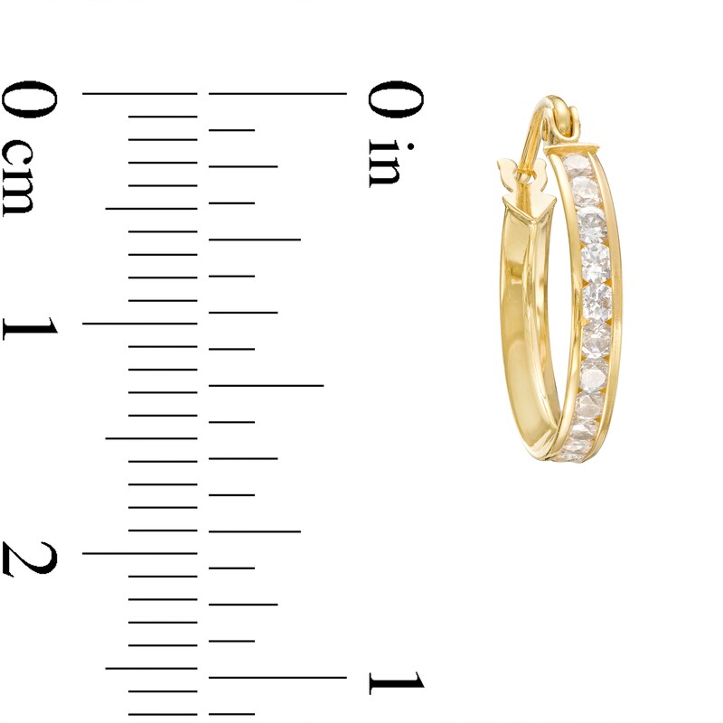 Cubic Zirconia Channel-Set Hoop Earrings in 10K Gold