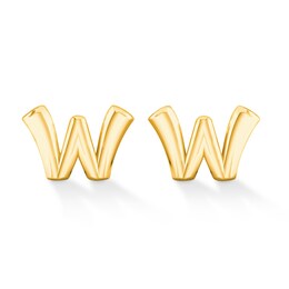&quot;W&quot; Initial Studs in 10K Gold