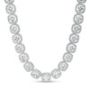 Thumbnail Image 0 of Cubic Zirconia Round Halo Stack Tennis Necklace in Sterling Silver - 20"