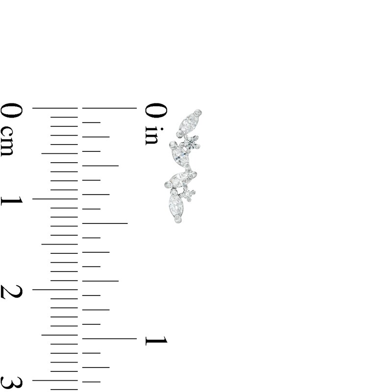 Main Image 2 of Multi-Shape Cubic Zirconia Crawler Stud Earrings in Sterling Silver