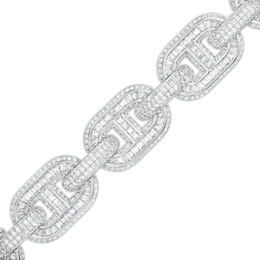14mm Cubic Zirconia Oval Link Chain Bracelet in Sterling Silver - 8.5&quot;