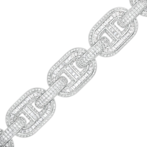 14mm Cubic Zirconia Oval Link Chain Bracelet in Sterling Silver - 8.5"