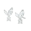 Thumbnail Image 1 of Cubic Zirconia Cluster Teardrop Dangle Stud Earrings in Sterling Silver