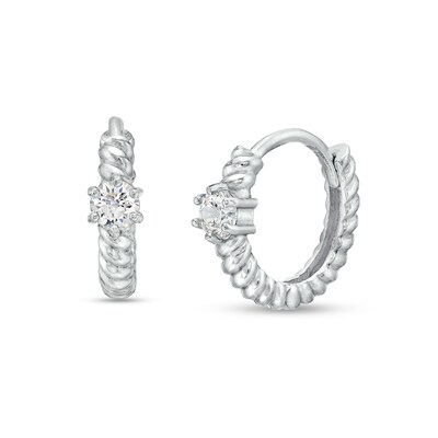 Cubic Zirconia Round Twisted Huggie Hoop Earrings