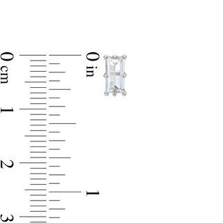 Baguette-Cut Cubic Zirconia Solitaire Stud Earrings in Sterling Silver