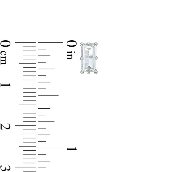 Baguette-Cut Cubic Zirconia Solitaire Stud Earrings in Sterling Silver