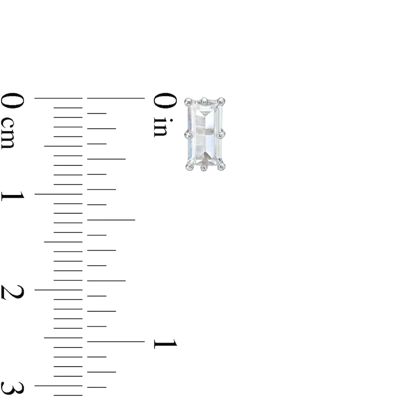 Main Image 2 of Baguette-Cut Cubic Zirconia Solitaire Stud Earrings in Sterling Silver