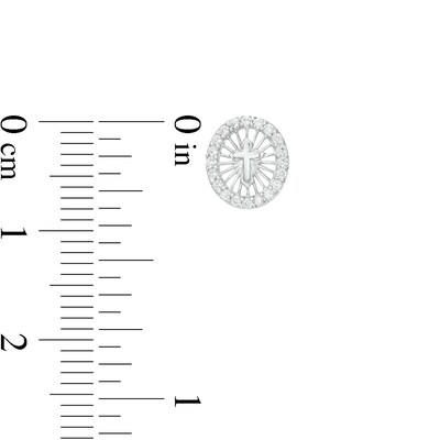 Cubic Zirconia Pavé Circle Cross Stud Earrings in Sterling Silver