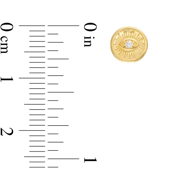 Cubic Zirconia Evil Eye Token Stud Earrings in 10K Gold