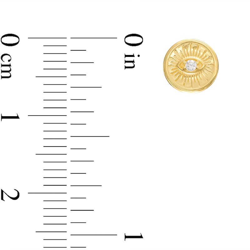 Main Image 2 of Cubic Zirconia Evil Eye Token Stud Earrings in 10K Gold