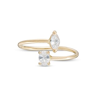 10K Gold CZ Round and Marquise Bypass Midi/Toe Ring