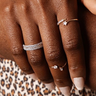 10K Gold CZ Round and Marquise Bypass Midi/Toe Ring