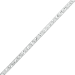 Made in Italy 3mm Flat Herringbone Chain Anklet in Solid Sterling Silver - 9&quot; + 1&quot;
