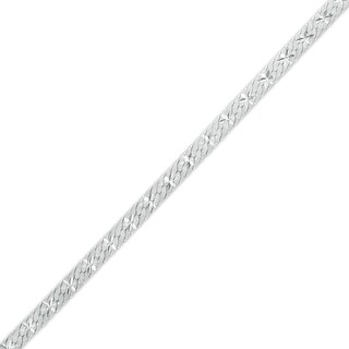 Sterling Silver Flat Herringbone Chain Anklet Made in Italy - 9" + 1"