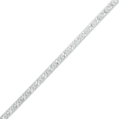 Sterling Silver Flat Herringbone Chain Anklet Made in Italy - 9" + 1"