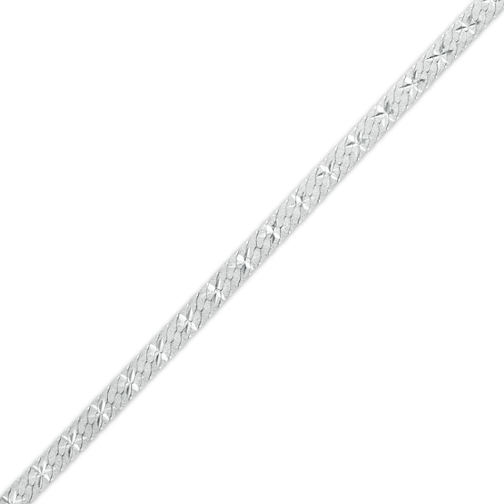 Made in Italy 3mm Flat Herringbone Chain Anklet in Solid Sterling Silver - 9" + 1"