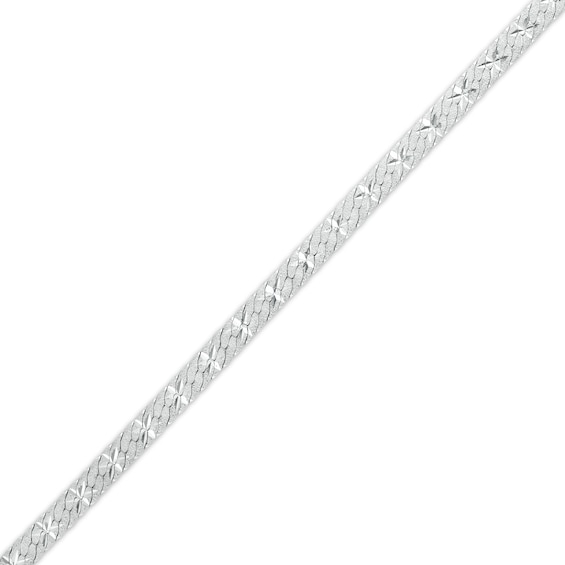 Sterling Silver Flat Herringbone Chain Anklet Made in Italy - 9" + 1"