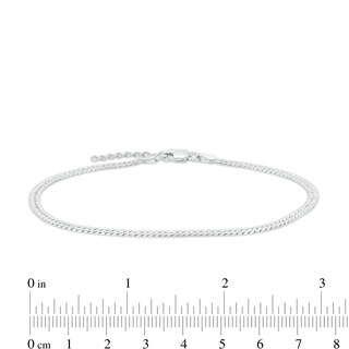 Sterling Silver Flat Herringbone Chain Anklet Made in Italy - 9" + 1"