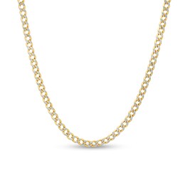 Made in Italy 2.9mm Pave Curb Chain Necklace in 10K Hollow Gold - 18&quot;