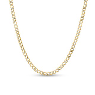 Made in Italy 2.9mm Pave Curb Chain Necklace in 10K Hollow Gold - 18"