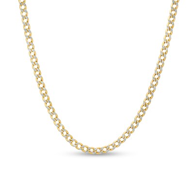 Made in Italy 2.9mm Pave Curb Chain Necklace in 10K Hollow Gold - 18"
