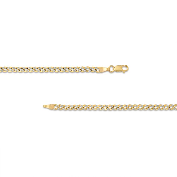 Made in Italy 2.9mm Pave Curb Chain Necklace in 10K Hollow Gold - 18"