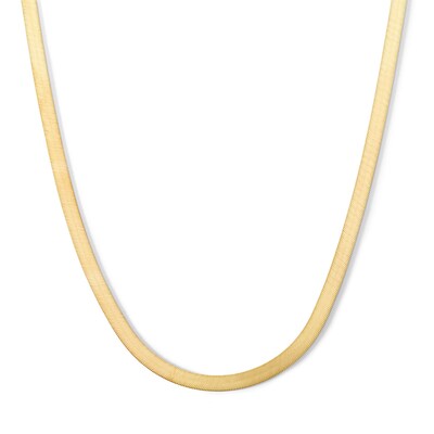 10K Solid Gold Herringbone Chain Made in Italy - 16" + 1"