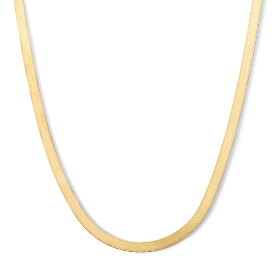 Made in Italy 4mm Herringbone Chain Necklace in 10K Solid Gold - 16" + 1"