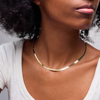 10K Solid Gold Herringbone Chain Made in Italy - 16" + 1"