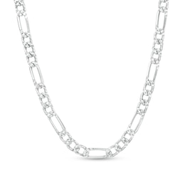 Made in Italy 5.1mm Sqaure Figaro Chain Necklace in Solid Sterling Silver - 22&quot;
