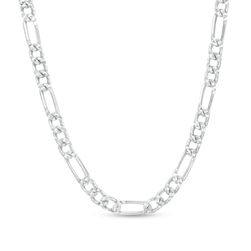 Made in Italy 5.1mm Sqaure Figaro Chain Necklace in Solid Sterling Silver - 22"