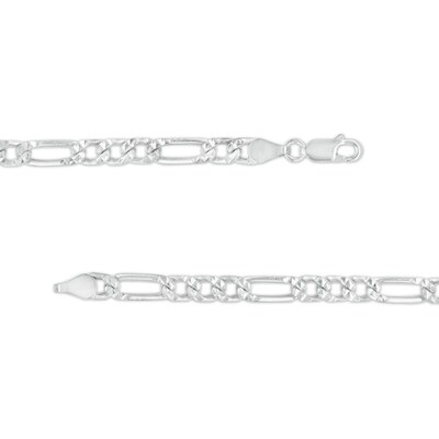 Made in Italy 5.1mm Sqaure Figaro Chain Necklace in Solid Sterling Silver - 22"