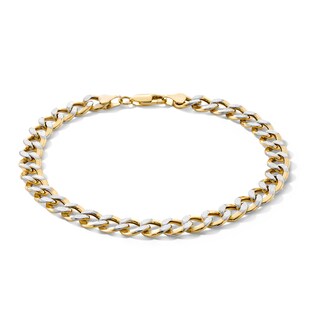 10K Semi-Solid Gold Diamond-Cut Round Curb Chain Bracelet - 8.5"