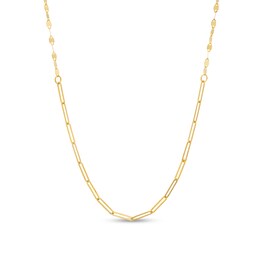 Made in Italy 1.8mm Mirror and Paperclip Chain Necklace in 10K Solid Gold - 18&quot;